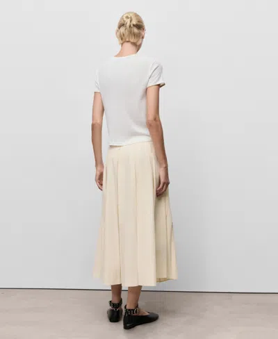Mango Pleated Midi-skirt Ivory White In Neutral
