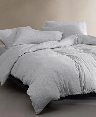 Calvin Klein Modern Cotton Melange Jersey 3 Piece Comforter Set, King In Gray