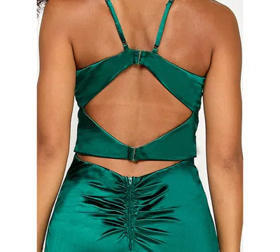 Emerald Sundae Juniors' Glitter Draped Front Gown In Multi