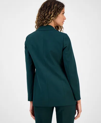 Bar Iii Women's Bi-stretch Faux Double-breasted Boyfriend Jacket, Created For Macy's In Green