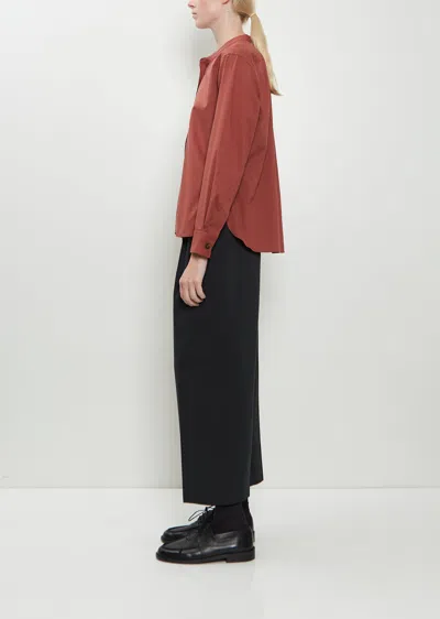 Margaret Howell Collarless Cotton Shirt In Brown