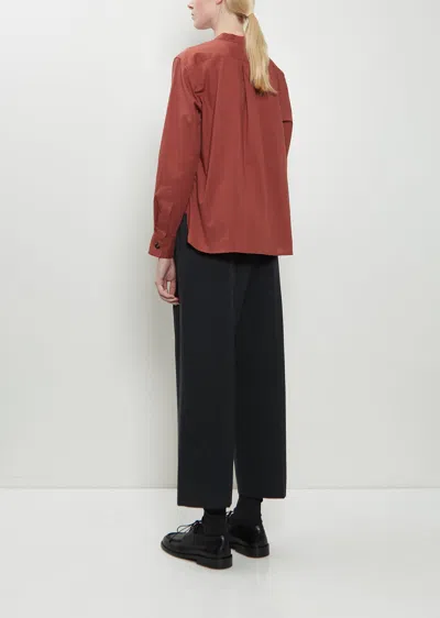 Margaret Howell Collarless Cotton Shirt In Brown