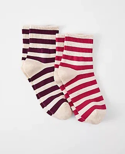 Ann Taylor Weekend Collection Striped Ankle Sock Set In Multi