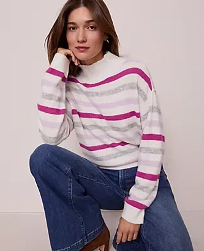 Ann Taylor Petite Weekend Collection Striped Turtleneck Sweater In Multi