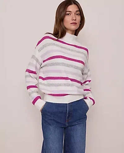 Ann Taylor Petite Weekend Collection Striped Turtleneck Sweater In Multi