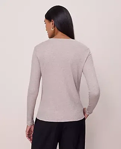 Ann Taylor Long Sleeve Top Gray Crew Neck Tops
