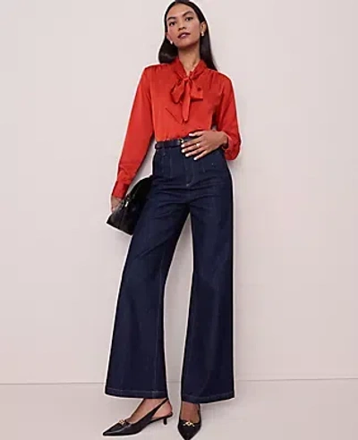 Ann Taylor Satin Bow Blouse