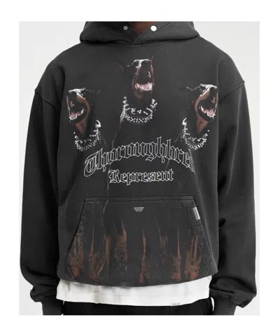 Represent Vintage Black Hoodie With Doberman Graphic And Classic Features In Black