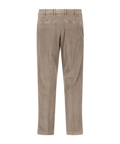 Pt Torino Beige Corduroy Trousers With Straight Fit In Brown