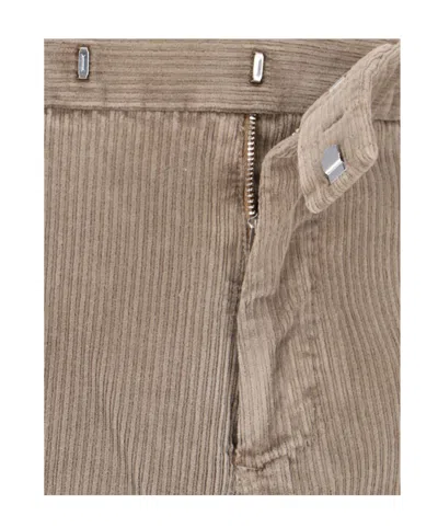 Pt Torino Beige Corduroy Trousers With Straight Fit In Brown