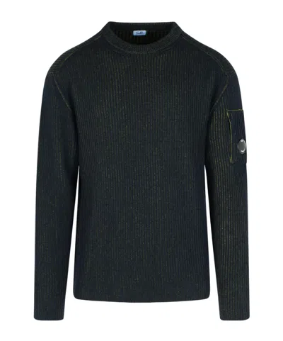 C.p. Company Knitwear Crew Neck In Fleece Knit In Black