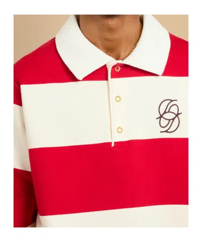 Drôle De Monsieur Striped Long Sleeve Polo Shirt With Embroidery In Multi