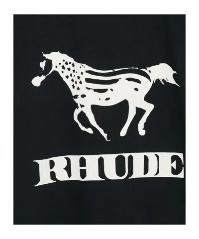 Rhude Crew Neck Short Sleeve Graphic Print T-shirt In Black