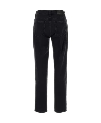 7 For All Mankind Five-pocket Stretch Denim Tapered Trousers In Black