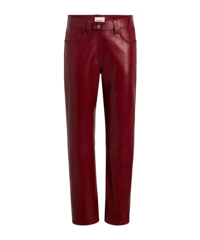 Khaite Womens Garnet Callum Straight-leg Leather Trousers In Burgundy