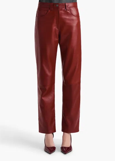 Khaite Womens Garnet Callum Straight-leg Leather Trousers In Burgundy