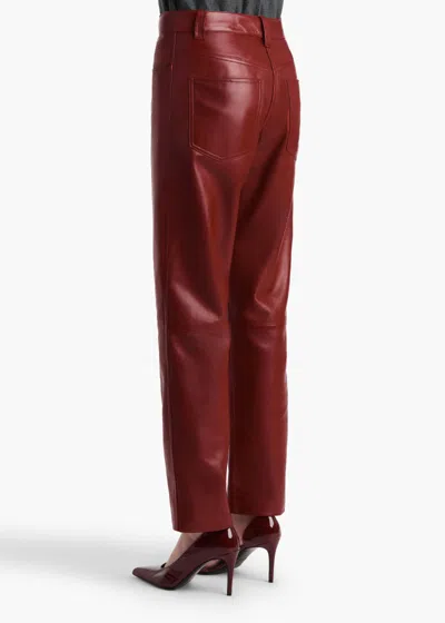Khaite Womens Garnet Callum Straight-leg Leather Trousers In Burgundy