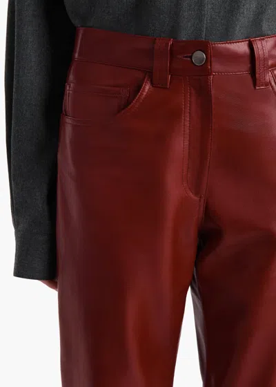 Khaite Womens Garnet Callum Straight-leg Leather Trousers In Burgundy