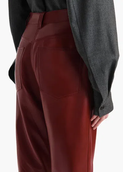 Khaite Womens Garnet Callum Straight-leg Leather Trousers In Burgundy