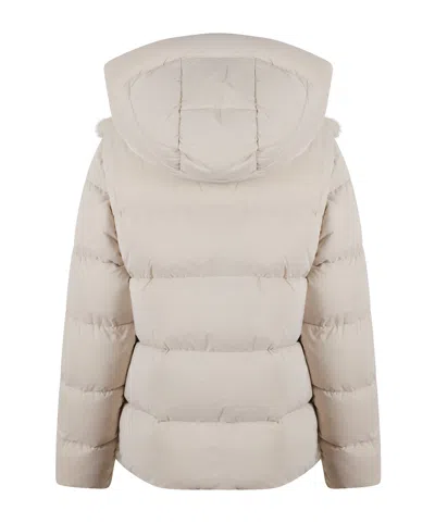 Moorer Down Jacket With Horizontal Mink Fur Bands And Removable Sleeves In Brown