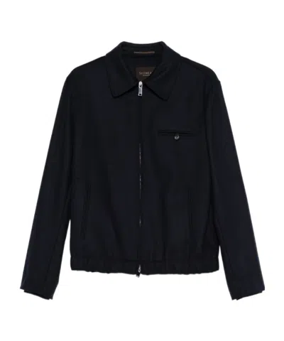 Incotex Zip-up Jacket In Blue