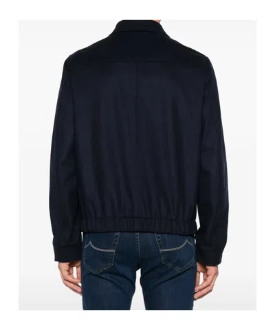 Incotex Zip-up Jacket In Blue