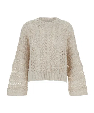 Antonelli Crew Neck Long Sleeve Sweater In Neutral