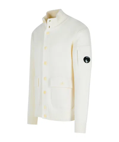 C.p. Company Wool Blend Sweater Front Pockets In Neutral