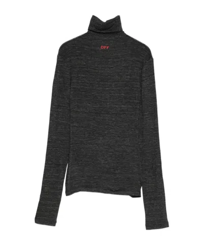 Off-white Fitted Long-sleeve Turtleneck Sweater In Red In Black
