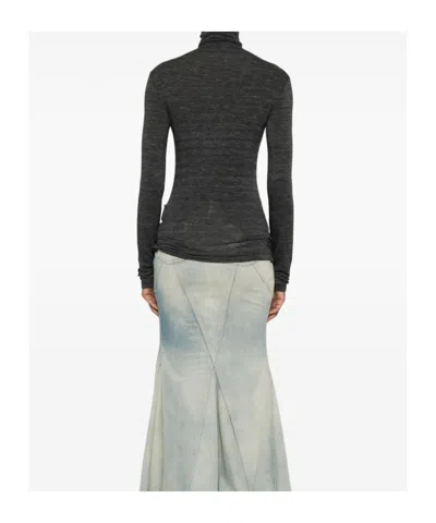 Off-white Fitted Long-sleeve Turtleneck Sweater In Red In Black