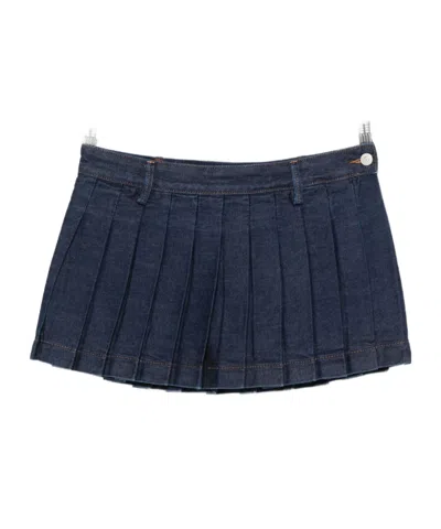 7 For All Mankind Mini Skirt With Pleated Design And Belt Loops In Blue
