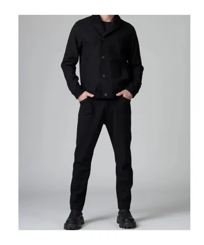 Transit Shawl Collar Black Cardigan With Button Closure And Chest Pocket In Blue