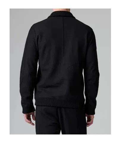 Transit Shawl Collar Black Cardigan With Button Closure And Chest Pocket In Blue