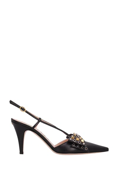 Valentino Chic Bow Pointed Toe Stiletto Pumps In Black
