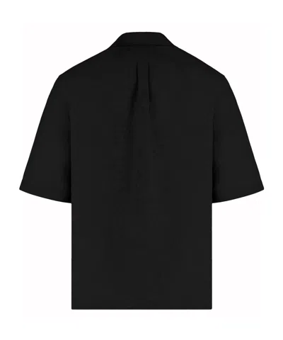 Umit Benan Cuban Shirt In Linen And Silk In Black