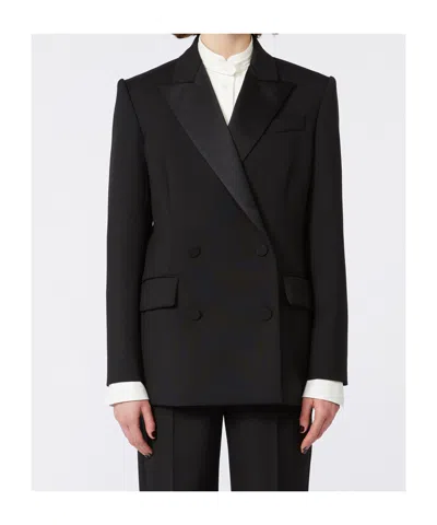 Weekend Max Mara Wool Tuxedo Blazer In Black