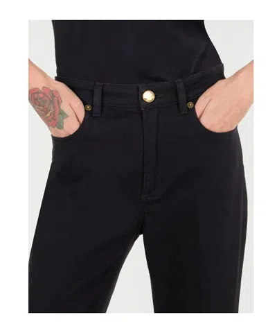 Roberto Cavalli Mirror Snake Monogram Bootcut Jeans In Black