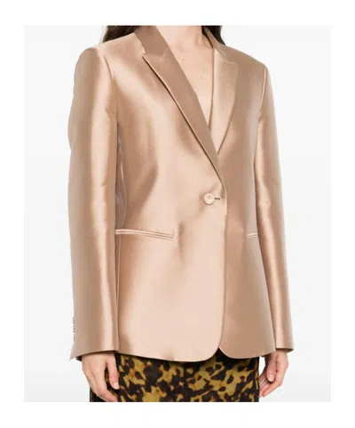 Alberta Ferretti Buttoned Peak-lapel Jacket In Neutral