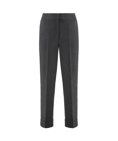 Peserico Cropped Pants In Wool Blend In Black