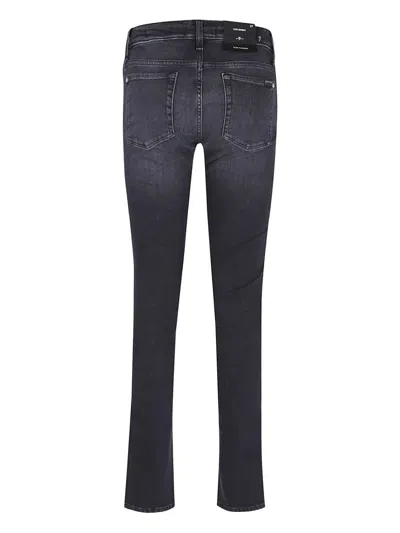 7 For All Mankind Stretch Cotton Denim Low Skinny Jeans With Classic Five-pocket Design In Blue