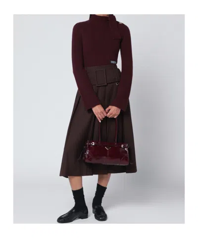 Patou Wide Belt Midi Skirt In Brown