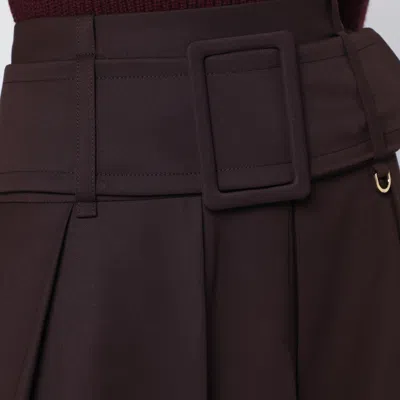 Patou Wide Belt Midi Skirt In Brown