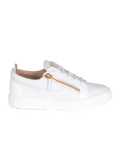 Giuseppe Zanotti Glossy Leather Sneakers In White