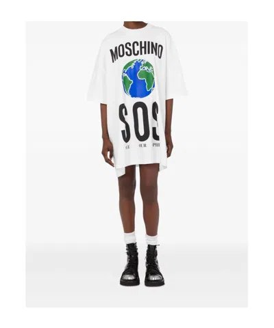 Moschino Cotton Interlock Dress In White