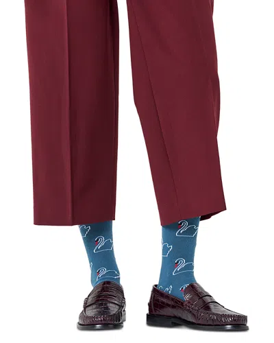 Happy Socks Swan Print Socks In Blue