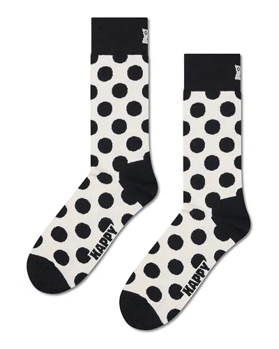 Happy Socks Big Dot Crew Socks In Black