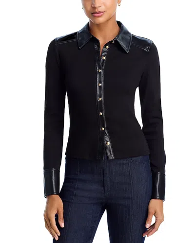 Cinq À Sept Magali Collared Buttoned Top In Blue