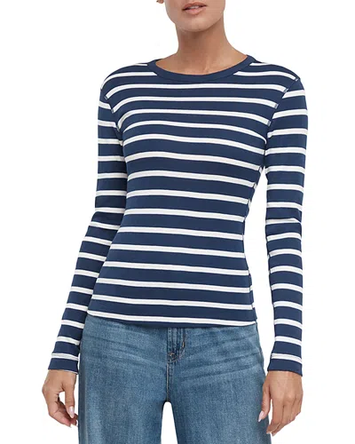 Three Dots Long Sleeve Top In Blue