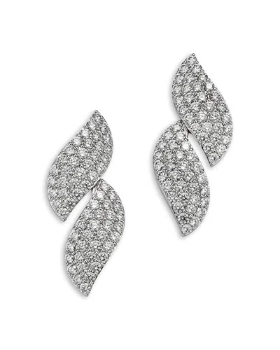 Roberto Coin Robert Coin 18k White Gold San Marco Diamond Pave Swirl Drop Earrings In Metallic