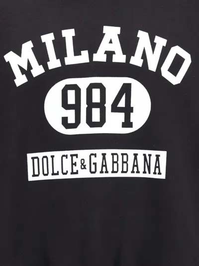 Dolce & Gabbana Hooded Sweatshirt In Jersey With Print In Black